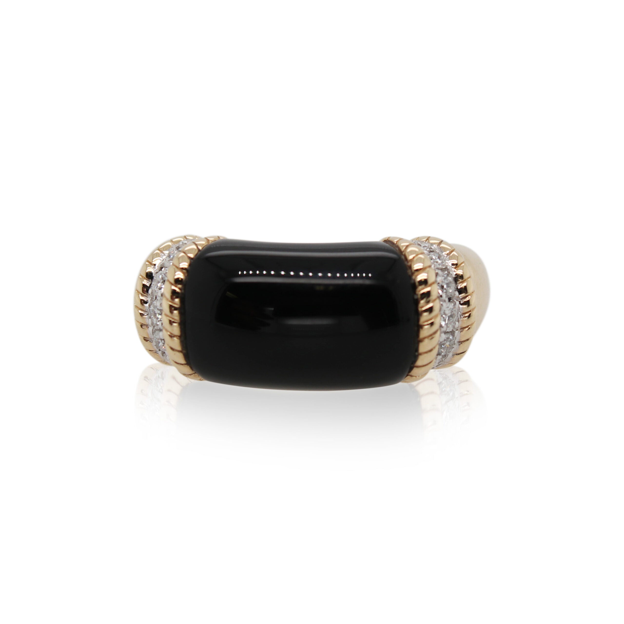 Black Onyx and Diamond Rope Ring