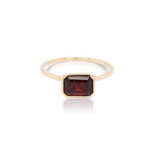 Bezel Set Solitaire Garnet Ring