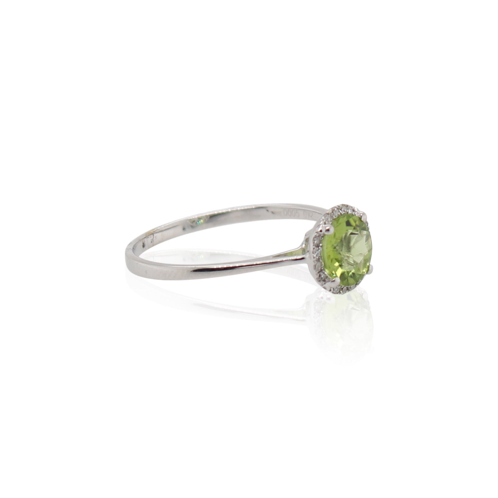 Round Peridot and Diamond Ring