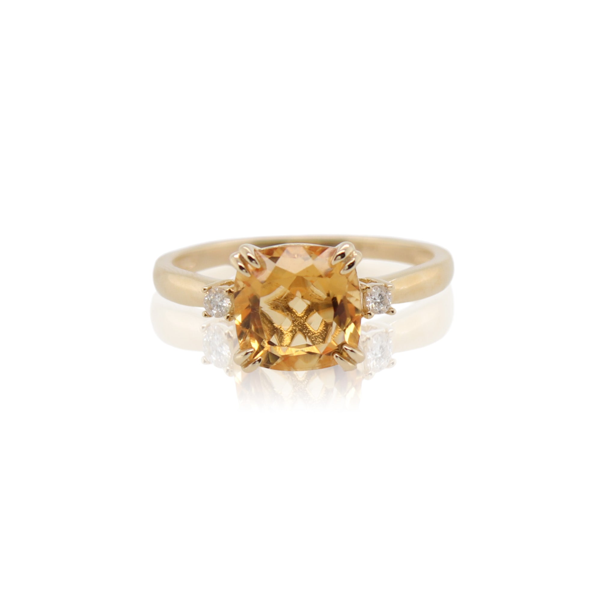 Cushion Cut Citrine and Diamond Ring