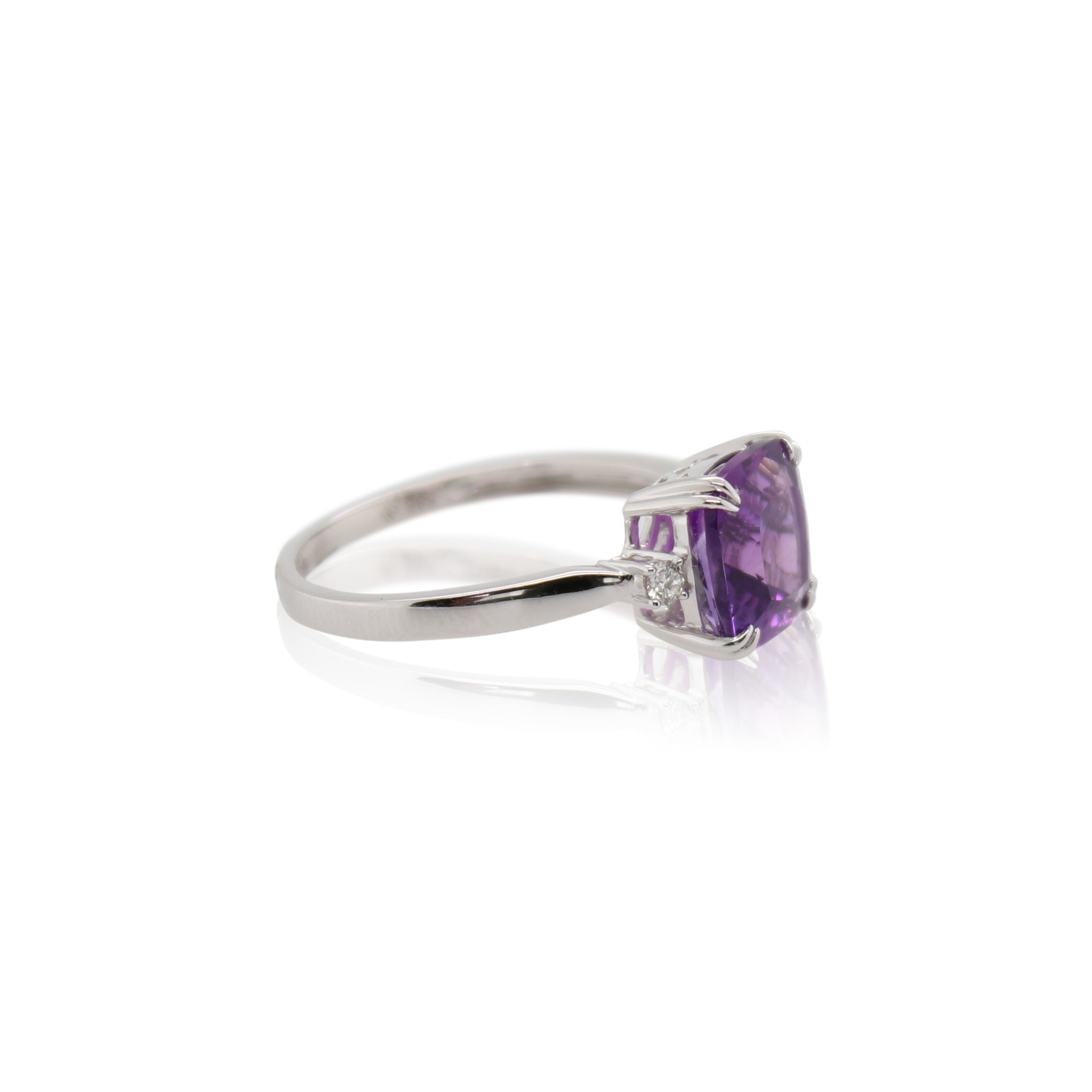 Cushion Cut Amethyst and Diamond Ring