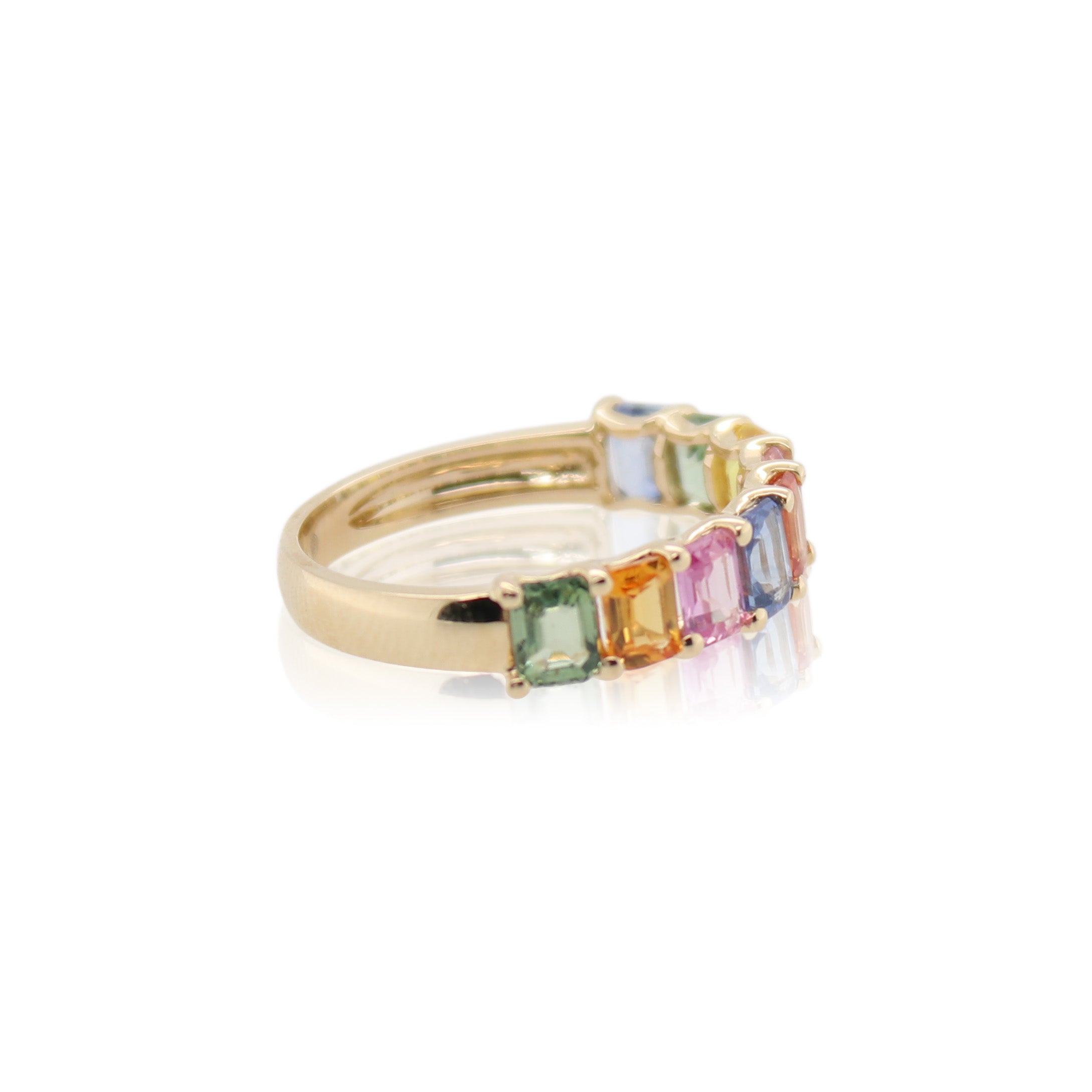 Emerald Cut Multicolored Sapphire Ring