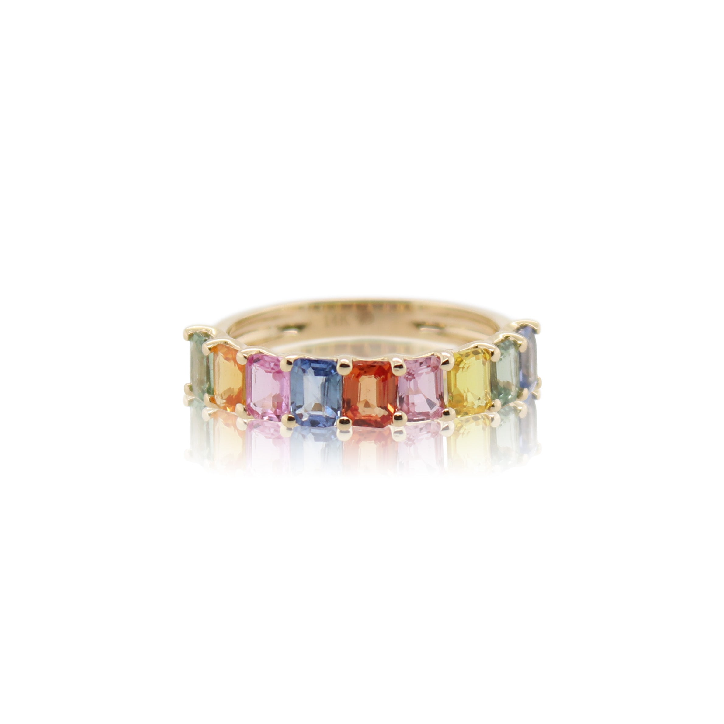 Emerald Cut Multicolored Sapphire Ring