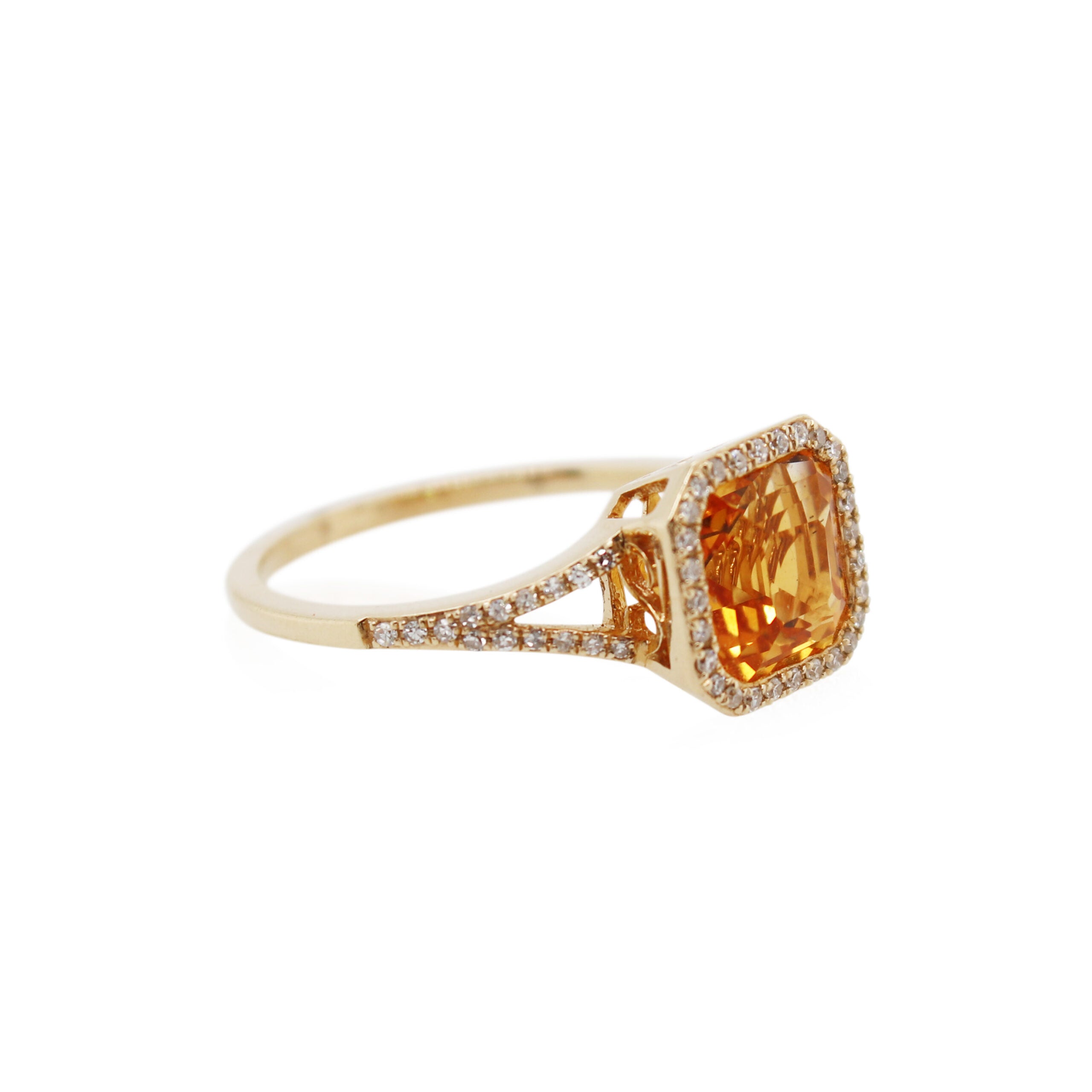 1.75ct Citrine and Diamond Split Shank Ring