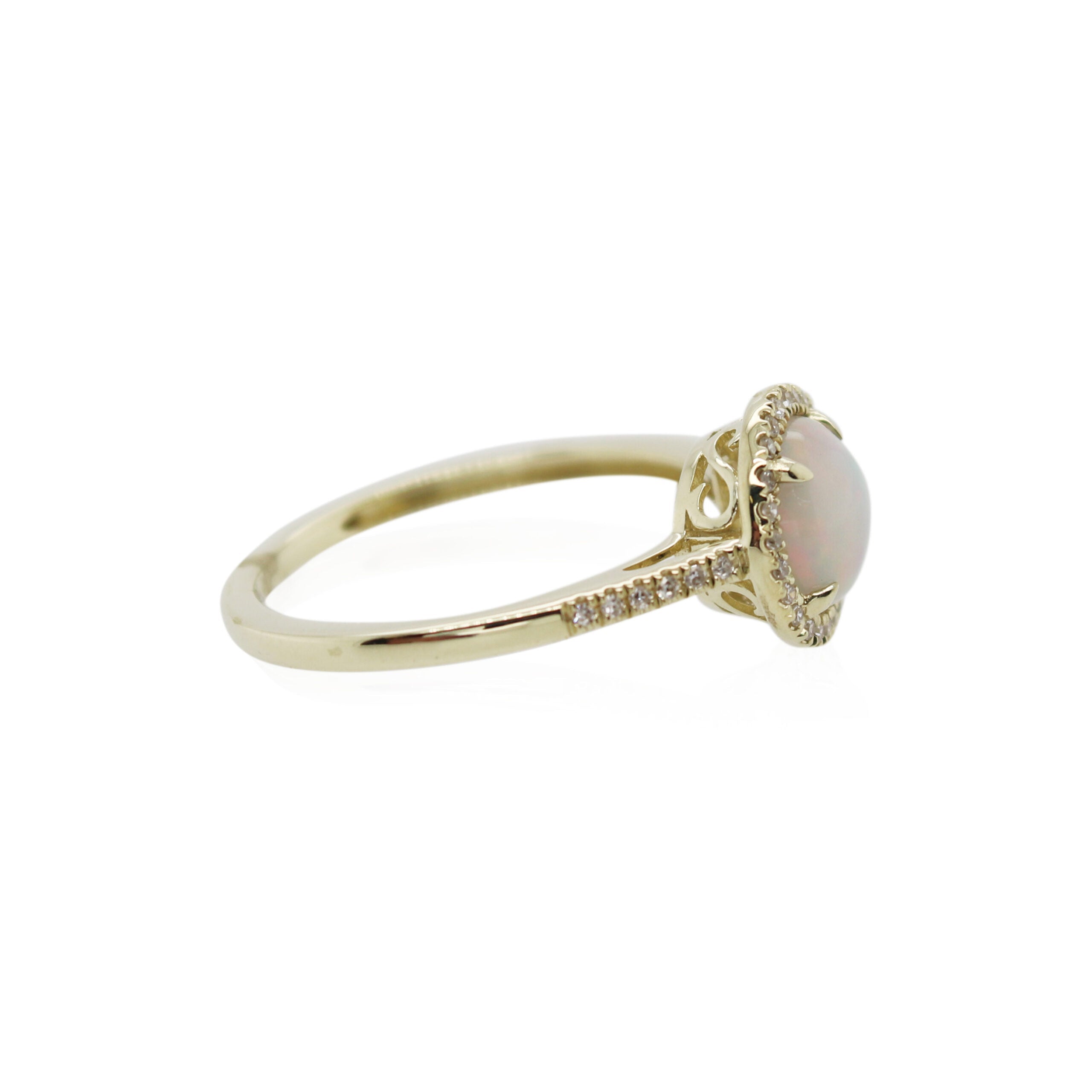 Round Opal and Diamond Ring