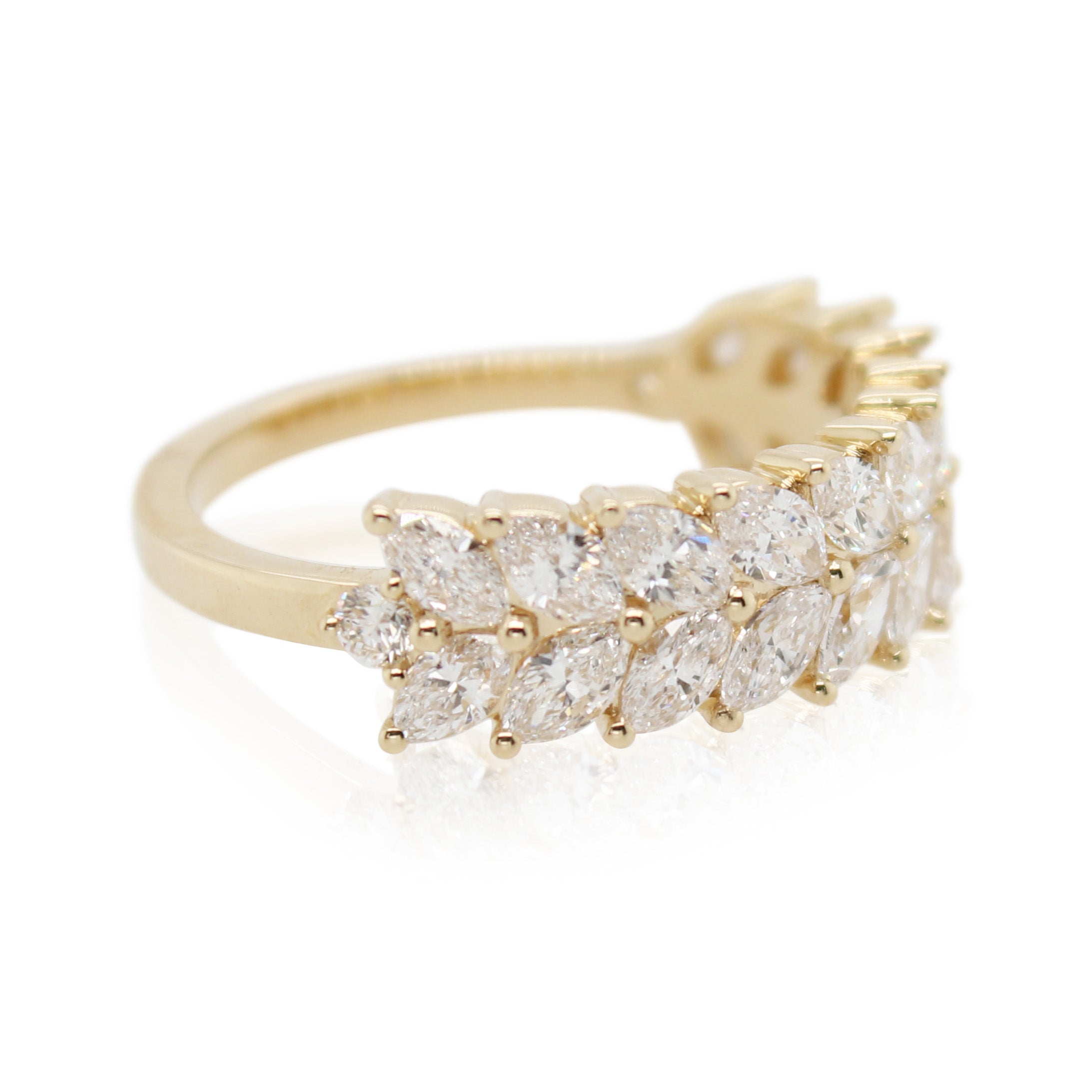 Marquise Diamond Double Row Wedding Band