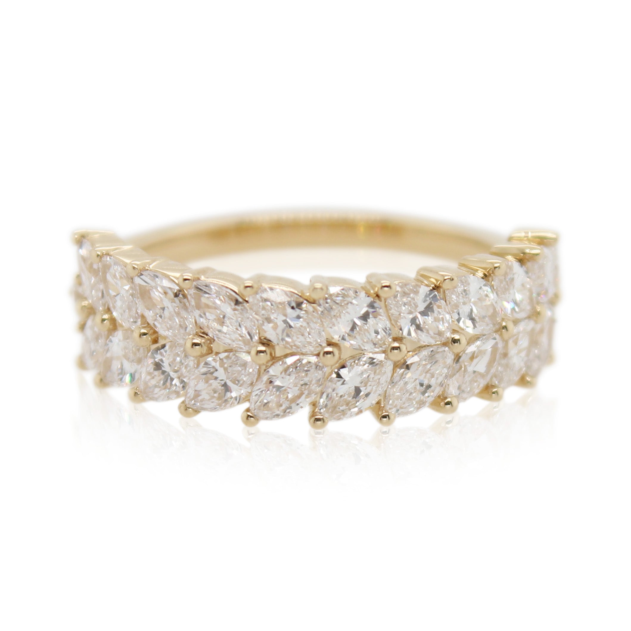 Marquise Diamond Double Row Wedding Band