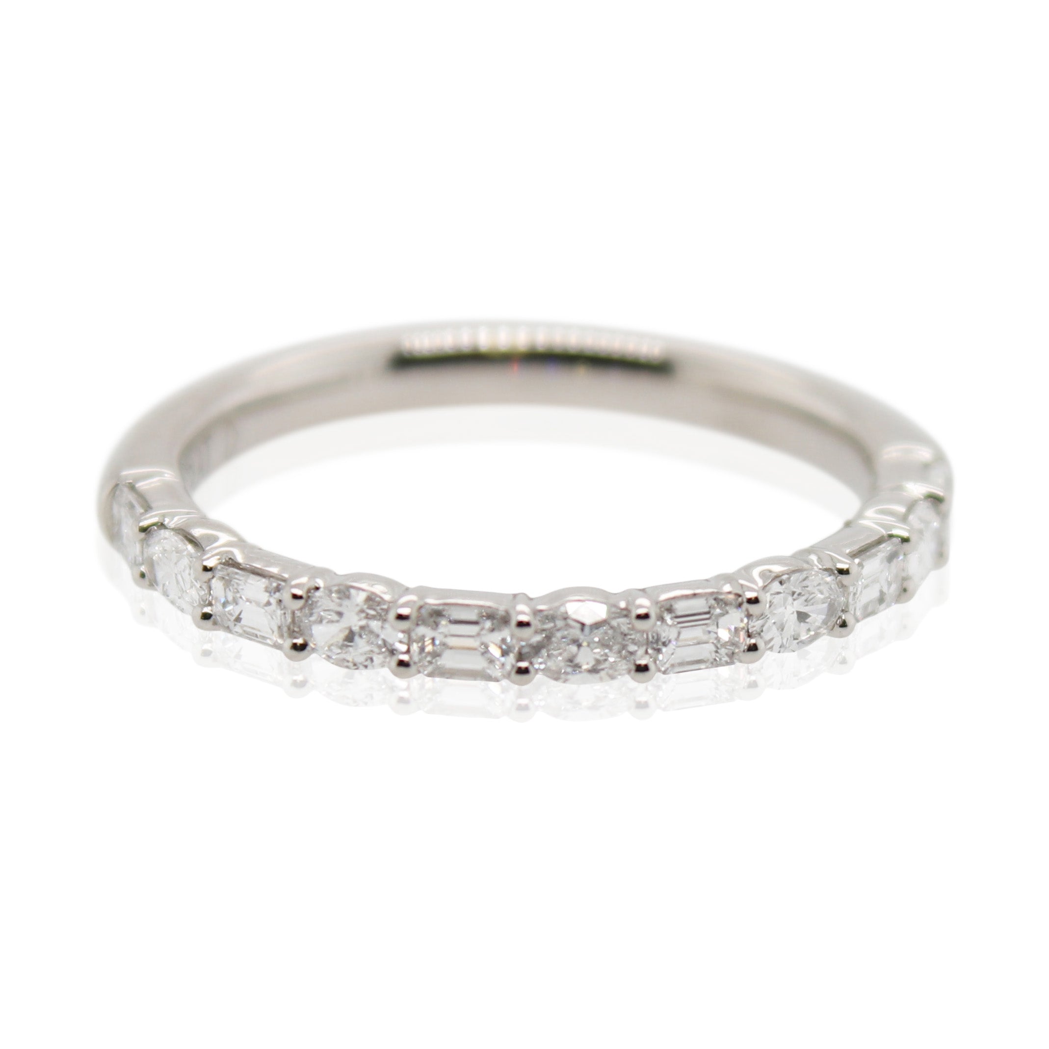 Platinum Round and Baguette Diamond Band