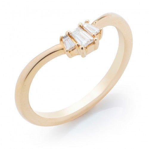 Yellow Gold Tapered Baguette Curved Contour Band