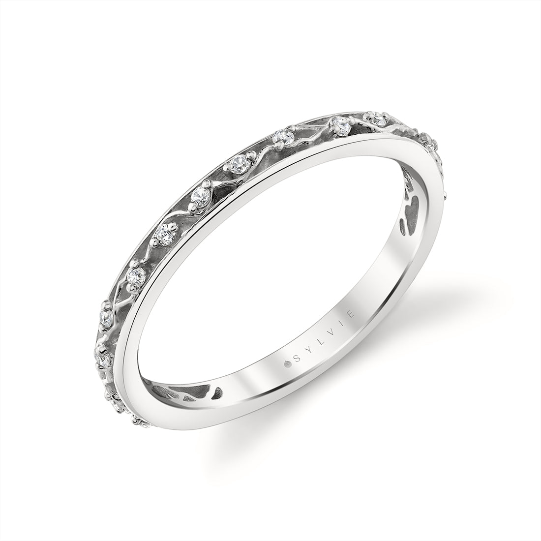 White Gold Diamond Floral Wedding Band
