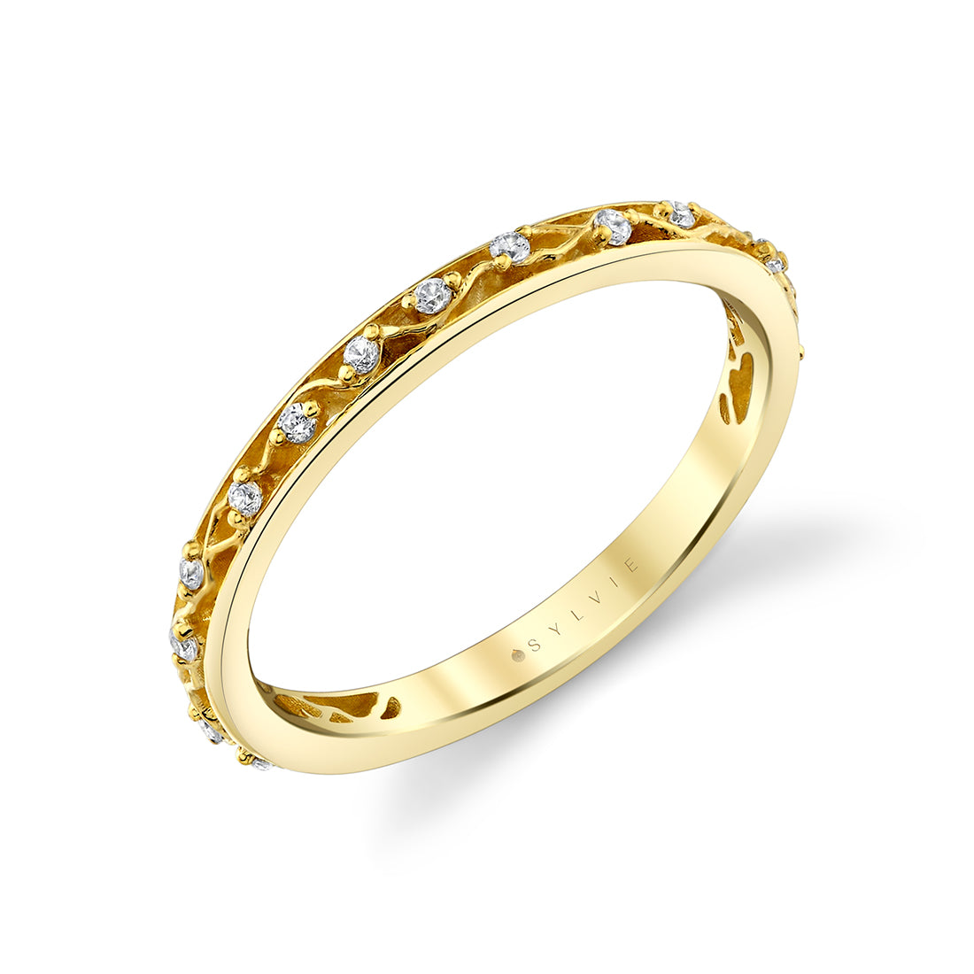 Yellow Gold Diamond Floral Band