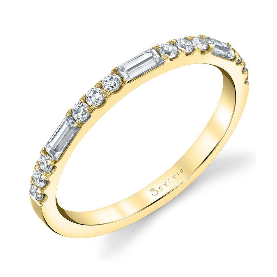 Sylvie Baguette and Round Diamond Stackable Band