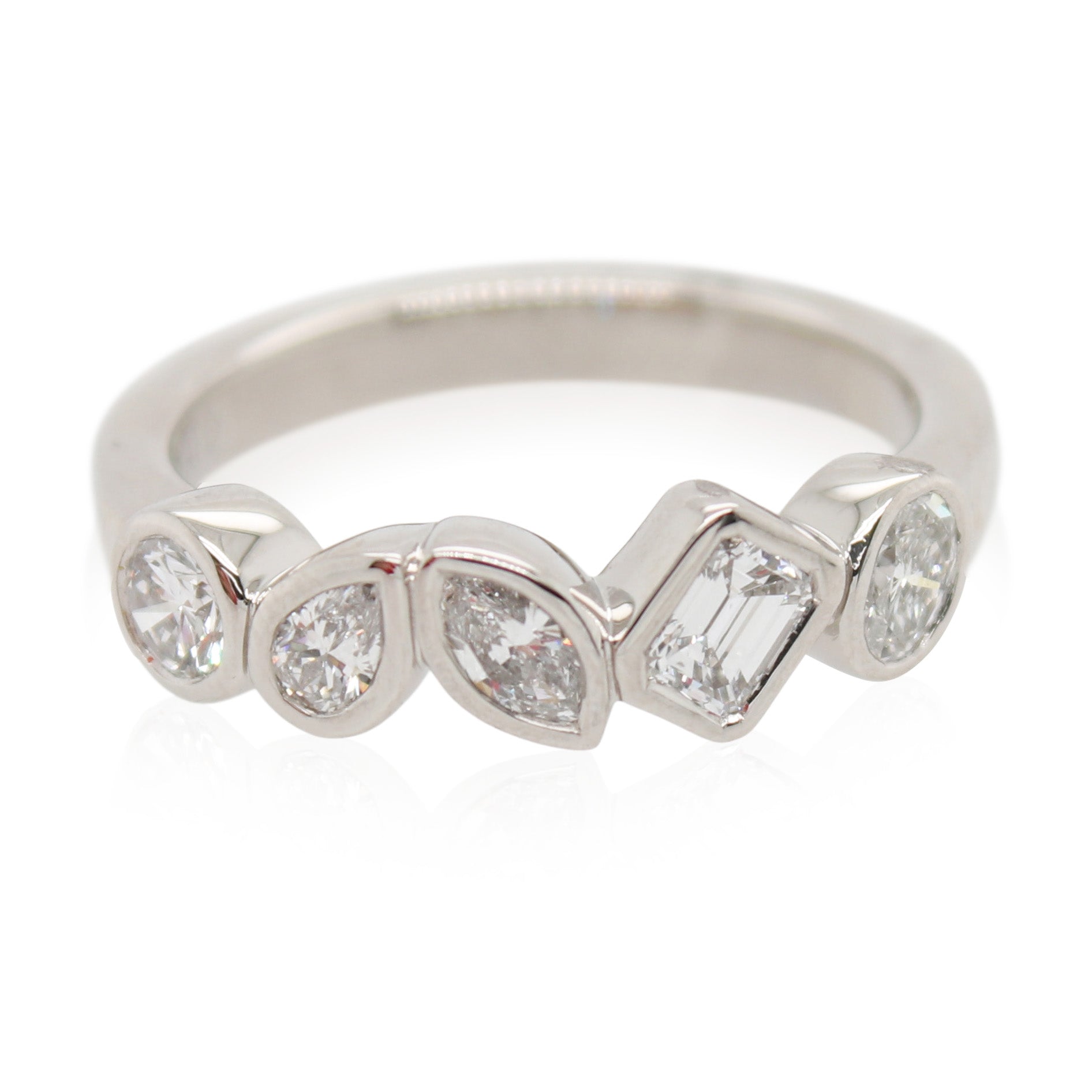 Multi-Shape Five Stone Diamond Band
