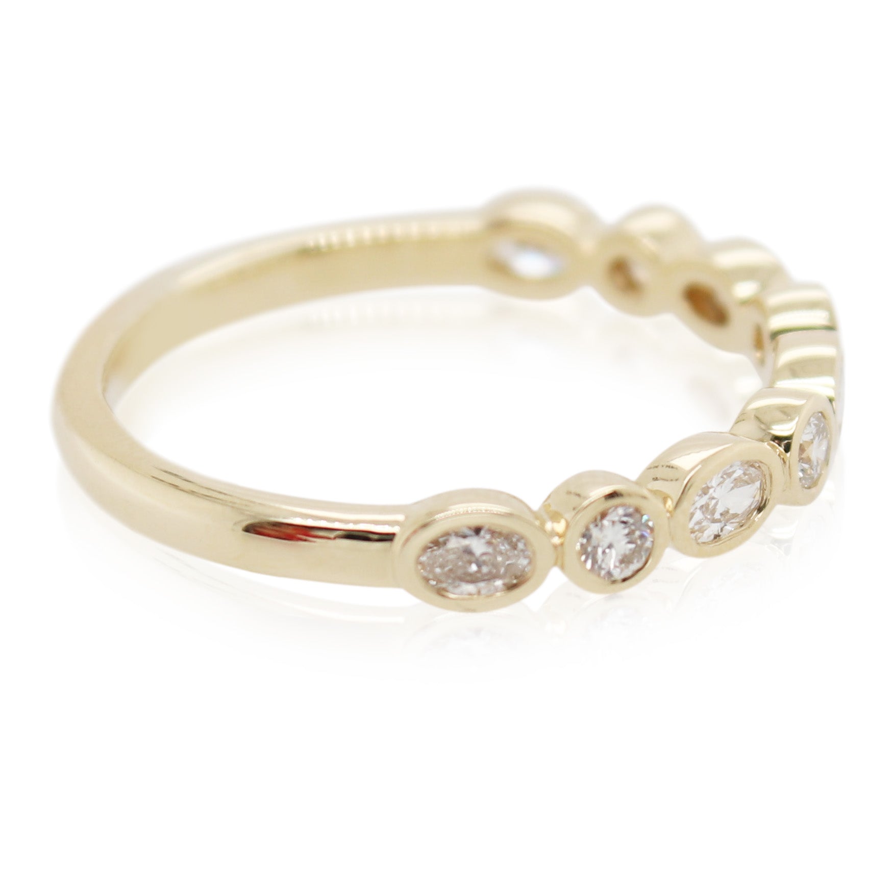 Yellow Gold Bezel Set 9 Diamond Band