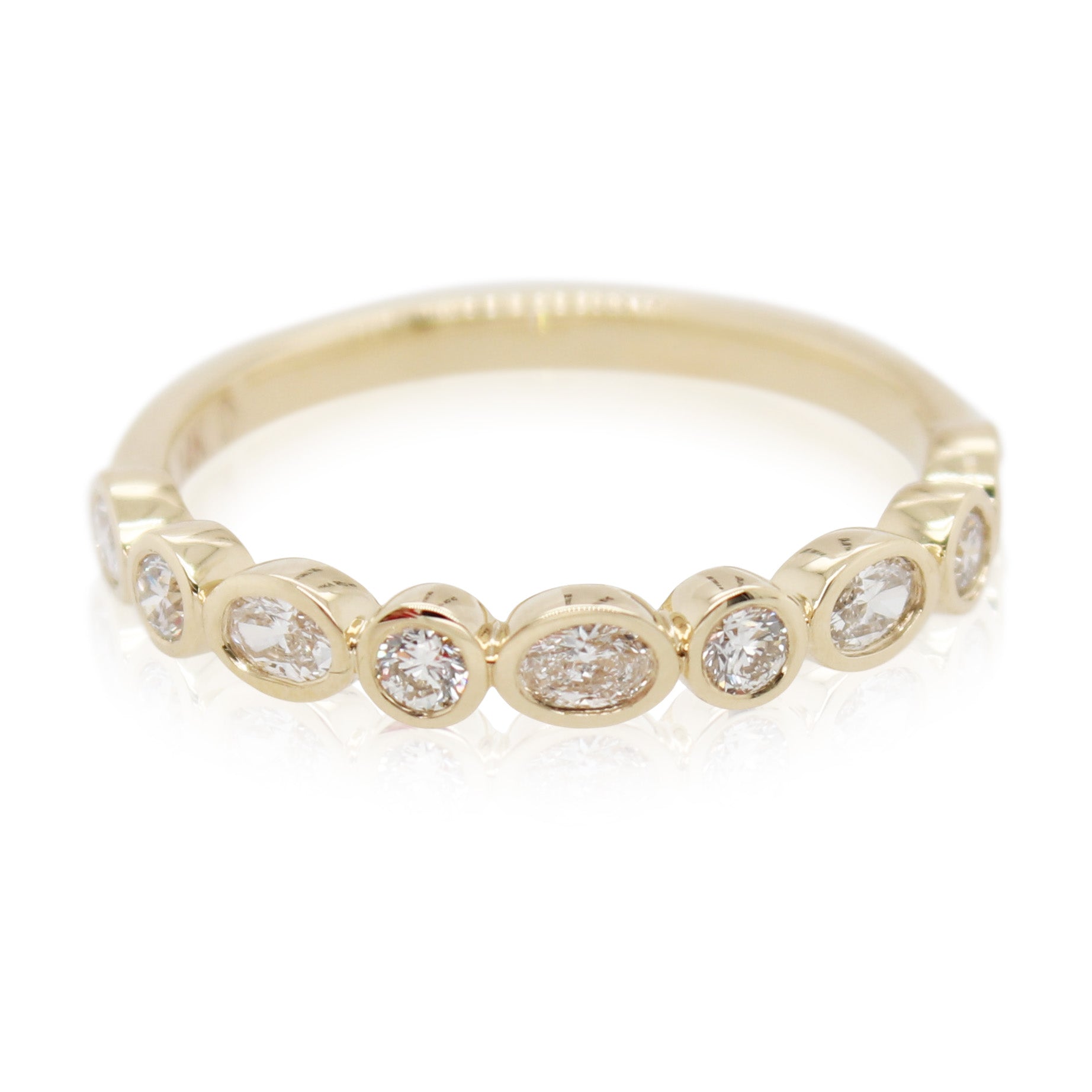 Yellow Gold Bezel Set 9 Diamond Band