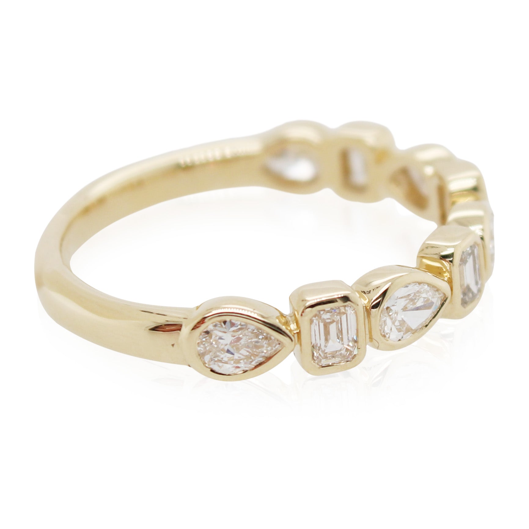 Yellow Gold Alternating Bezel Set Diamond Band