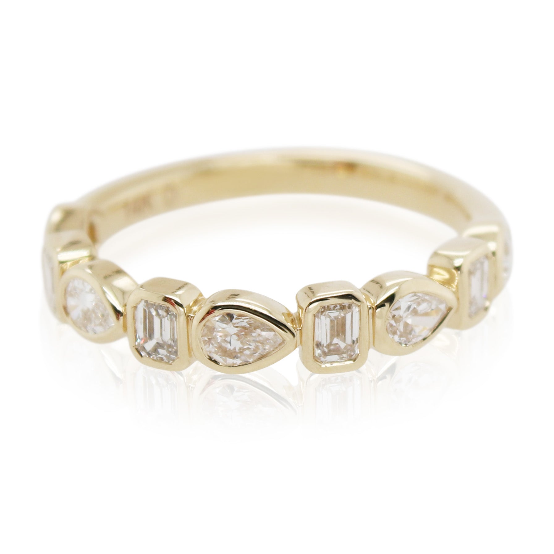 Yellow Gold Alternating Bezel Set Diamond Band