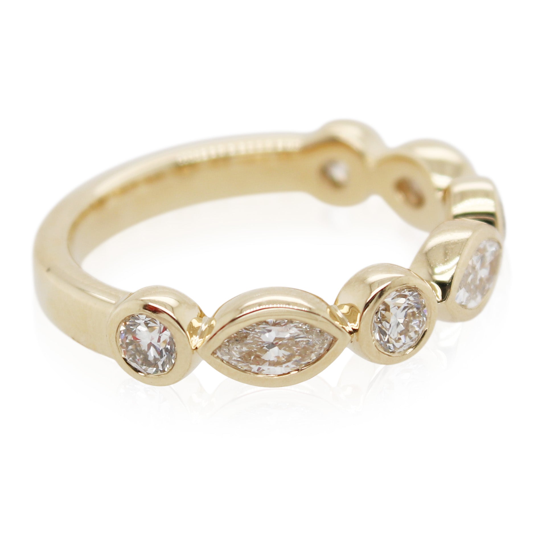 Yellow Gold Bezel Set 7 Diamond Band