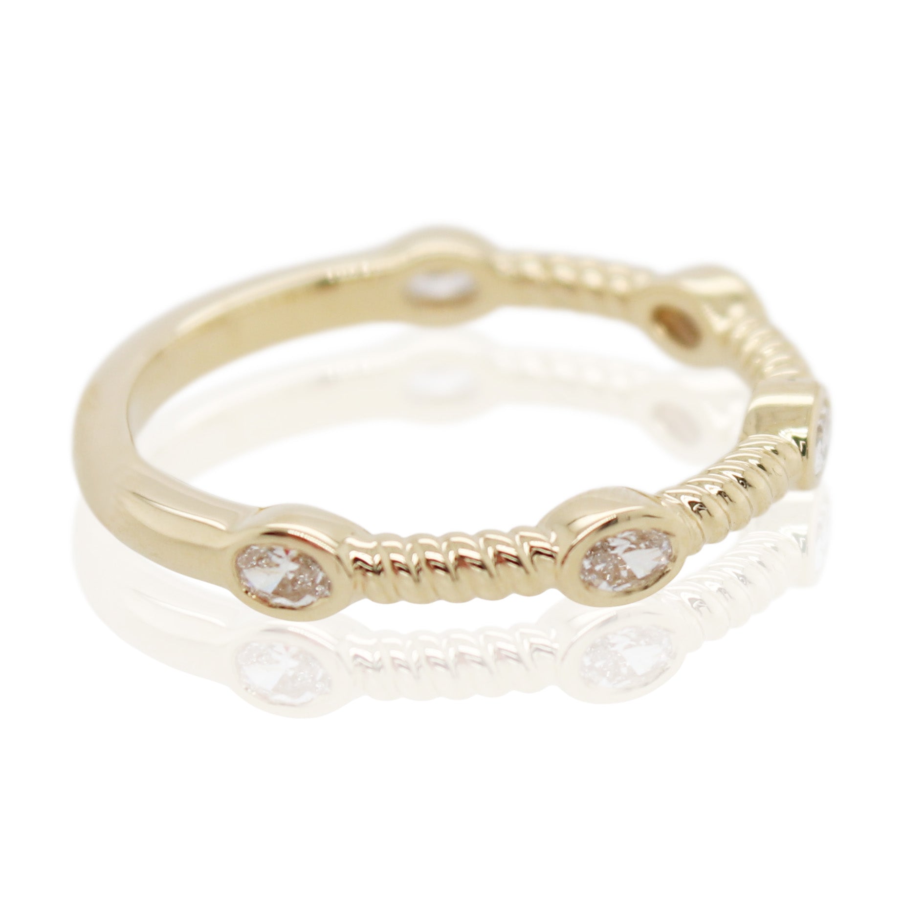 Yellow Gold Oval Diamond Rope Band