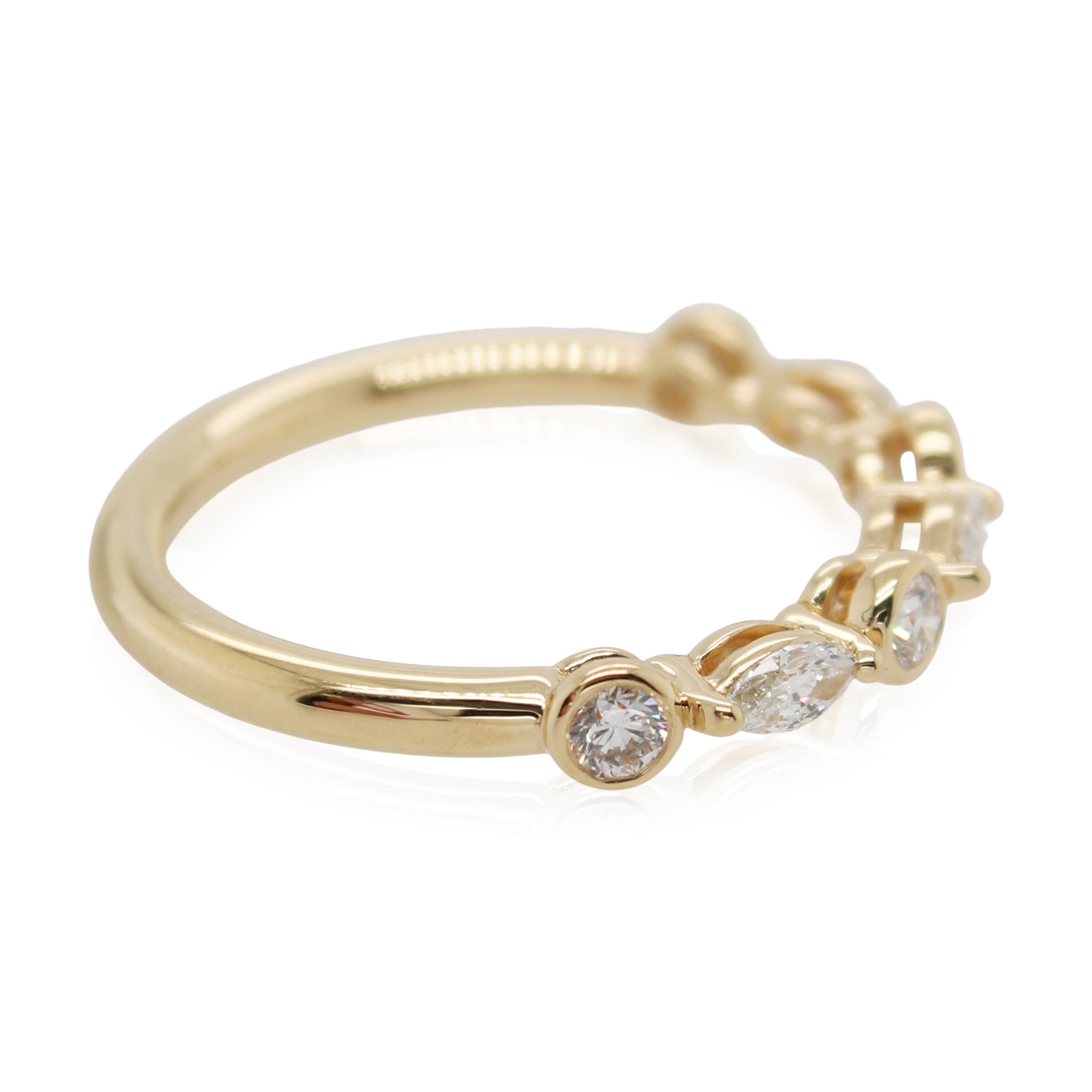 Precision Set Alternating Round and Marquise Diamond Band