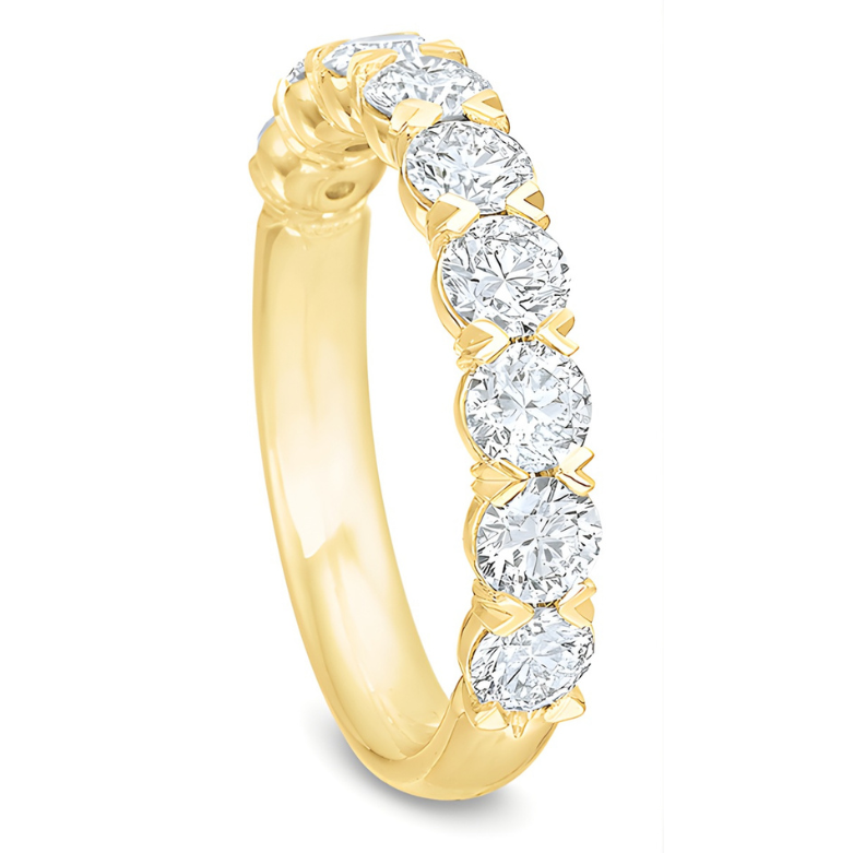Yellow Gold Silk Prong Diamond Band
