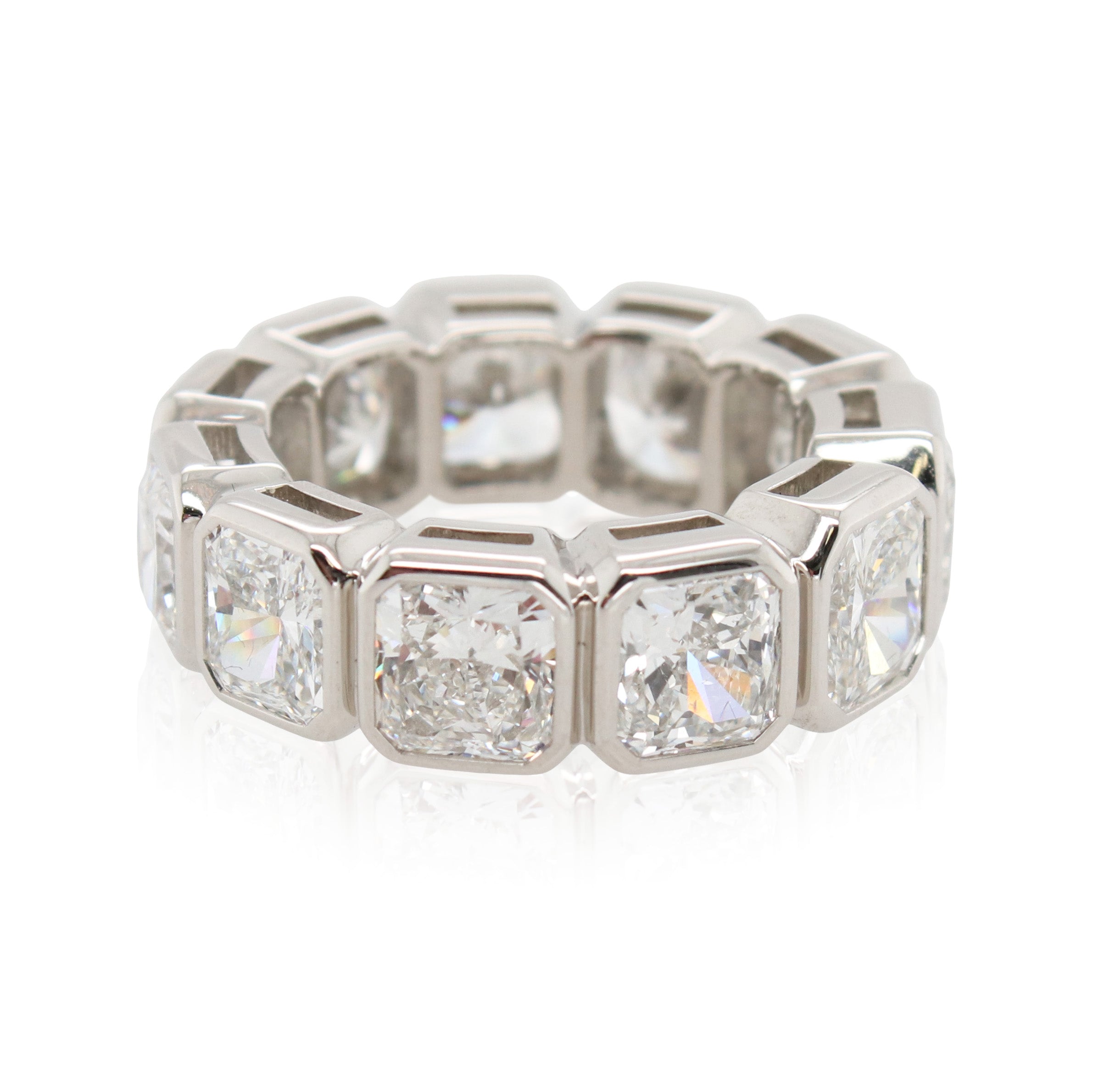 12.06 Total Carat Bezel Set Radiant Cut Diamond Eternity Band