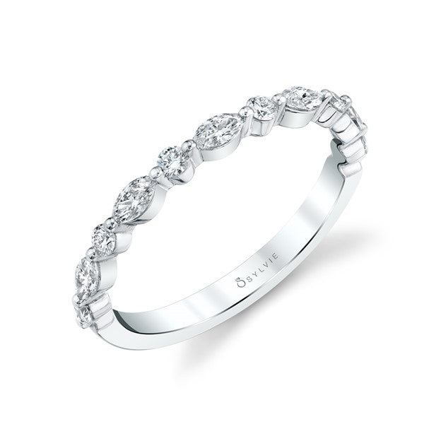Sylvie White Gold Marquise and Round Diamond Band