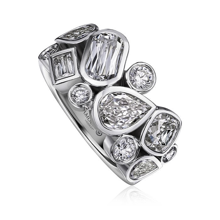 Crisscut New York White Gold Bezel Set Diamond Band