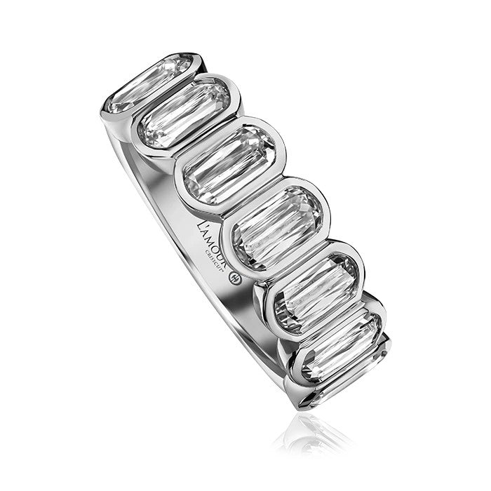 Crisscut New York White Gold Bezel Set 7 Diamond Band