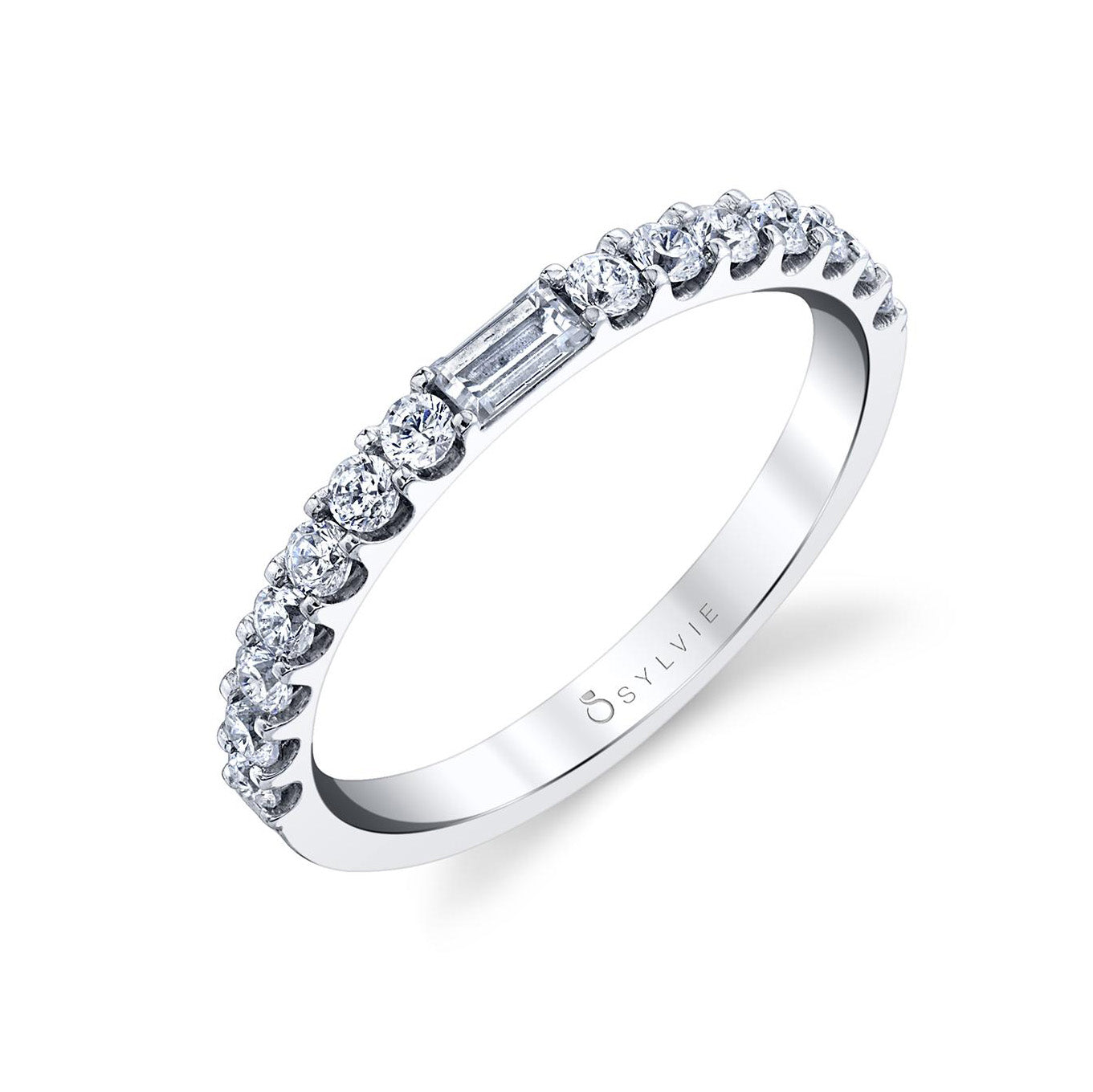 Round and Baguette Diamond Band
