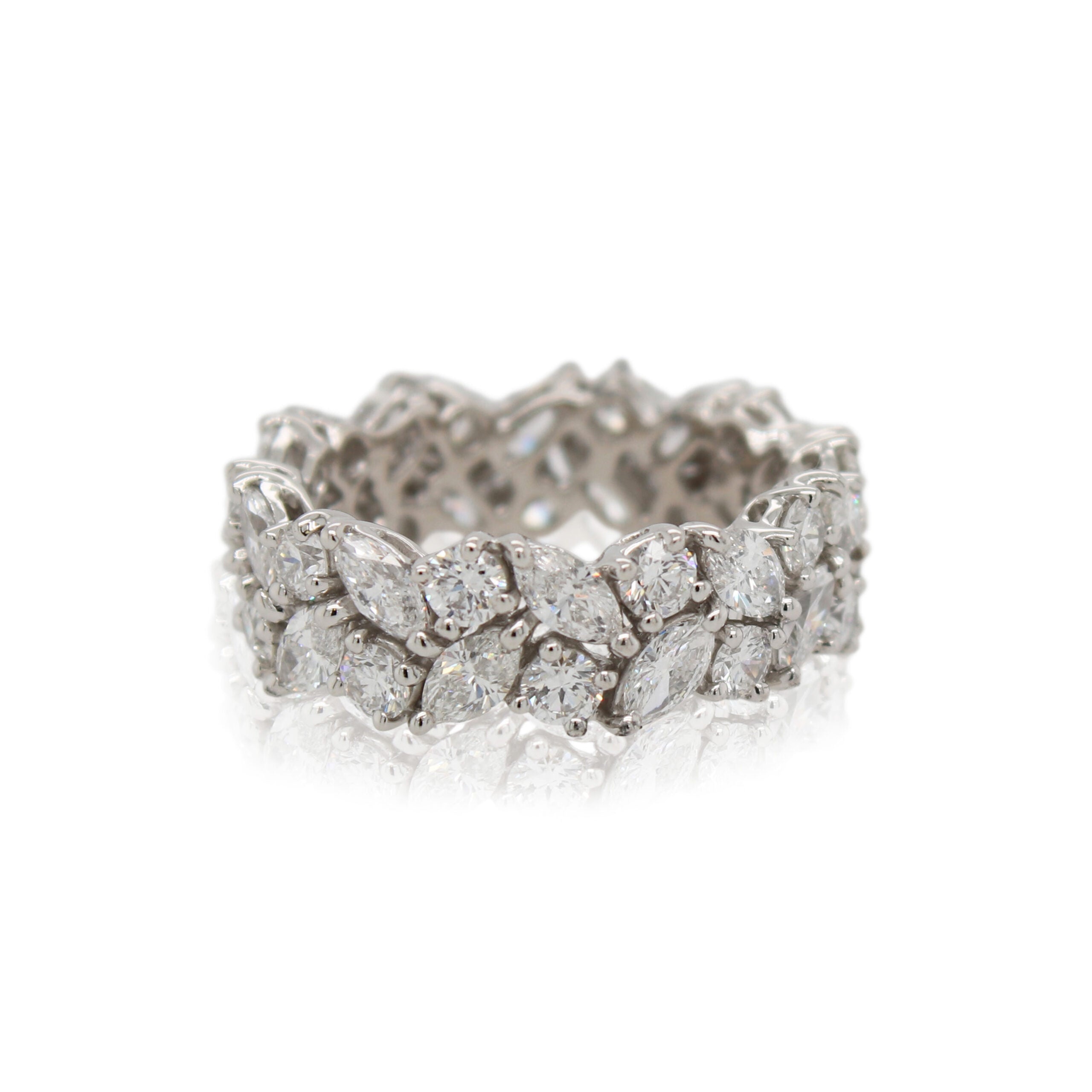 Platinum Marquise and Round Diamond Band