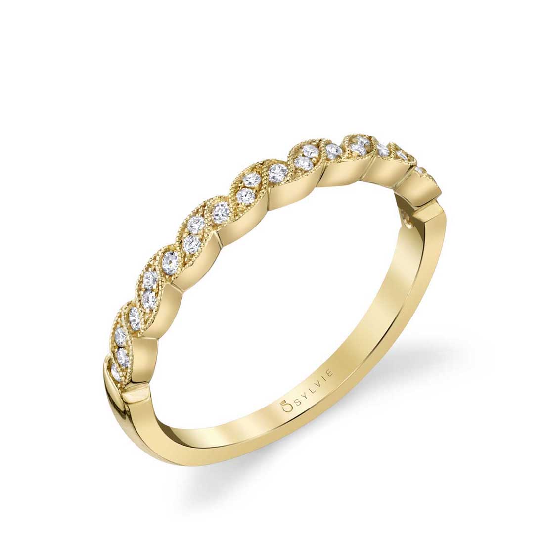 Sylvianne Yellow Gold and Diamond Wedding Band