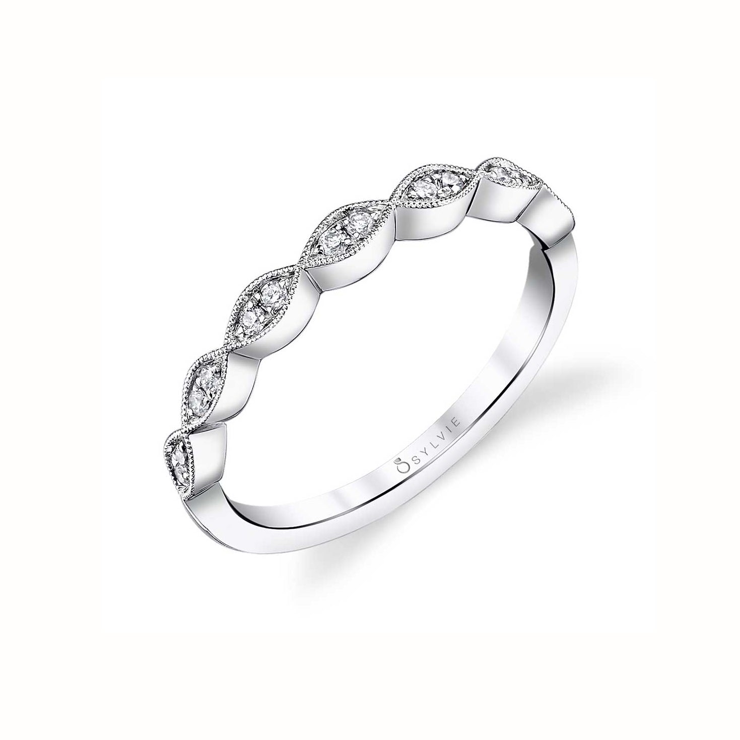 Milgrain Stackable Diamond Wedding Band