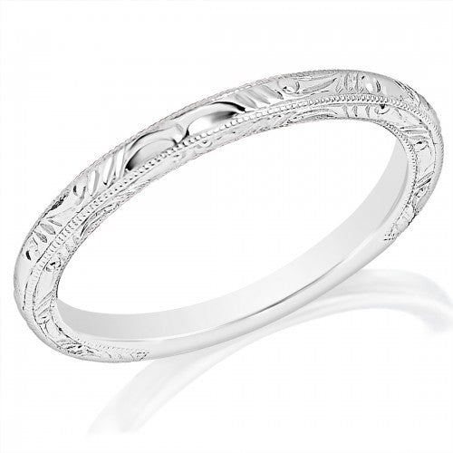 Platinum Milgrain Engraved Wedding Band