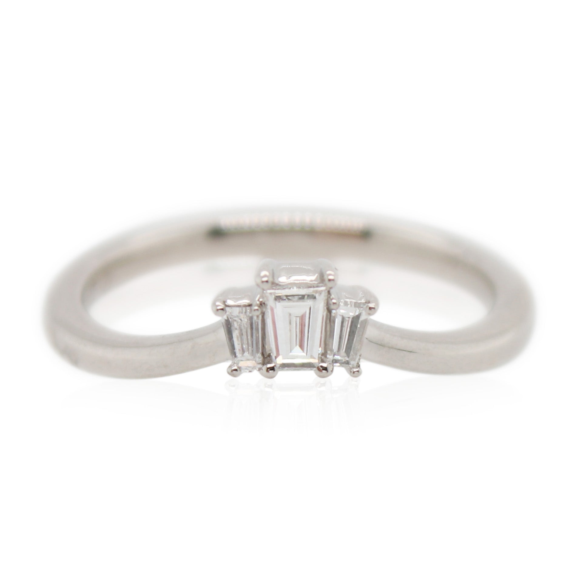 Platinum Tapered Baguette 3 Stone Contour Ring