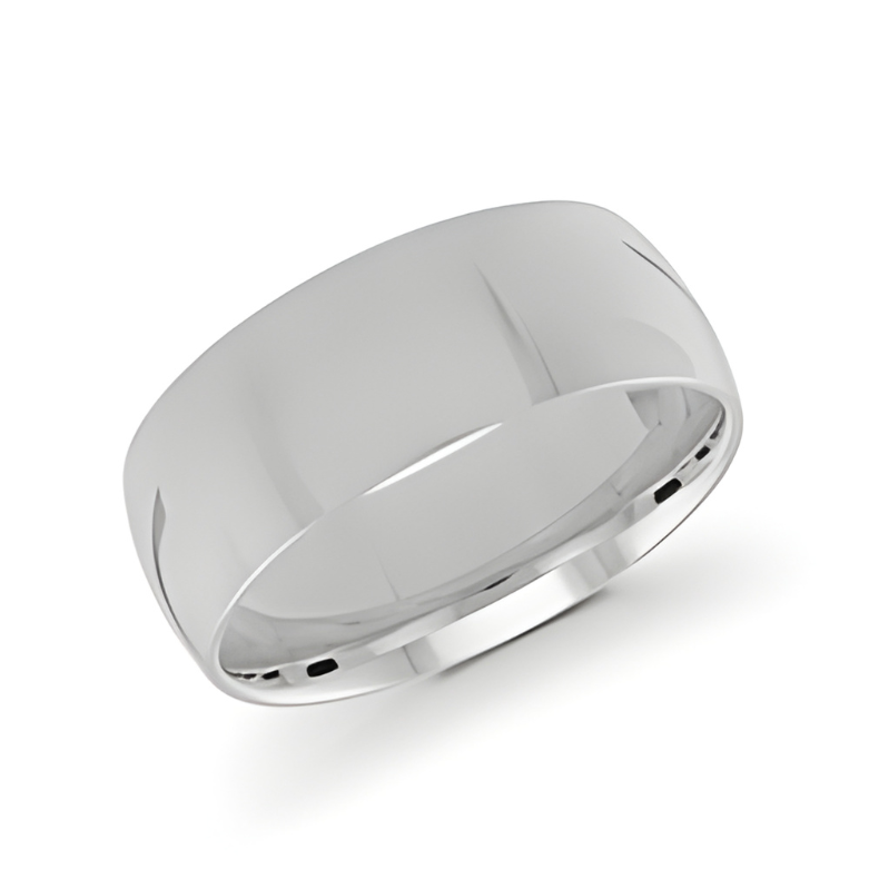 8mm Platinum Polished Wedding Band
