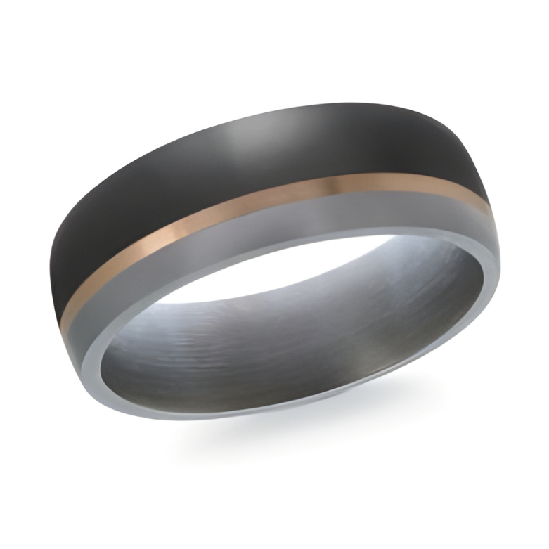 Tantalum and Rose Gold 7mm Wedding Band