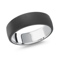 Carbon Fiber and White Gold 7mm Band