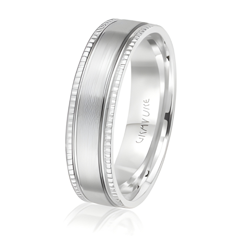6mm Brushed Center Platinum Wedding Band
