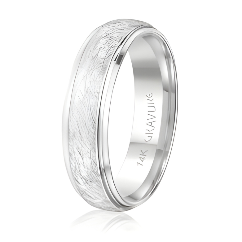 6mm Platinum Scratched Center Band