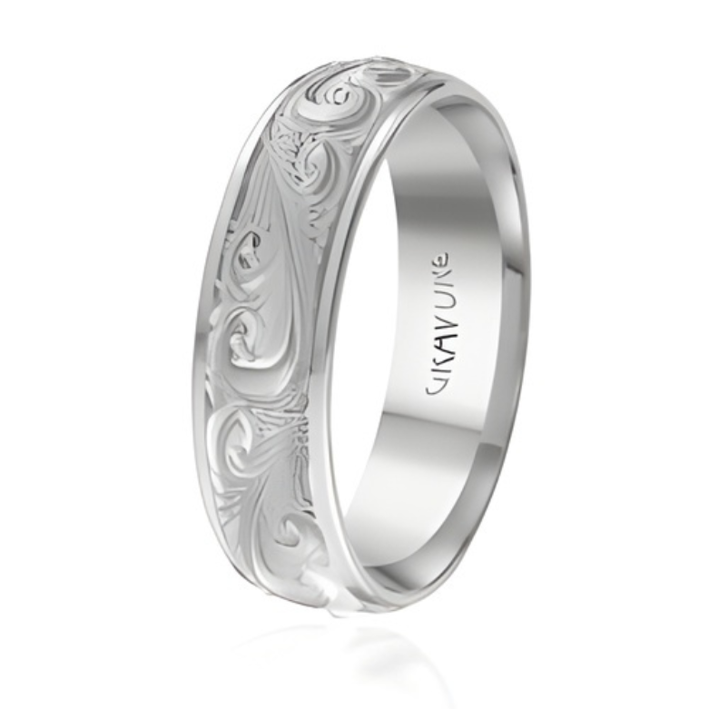 6mm Swirl Center Wedding Band