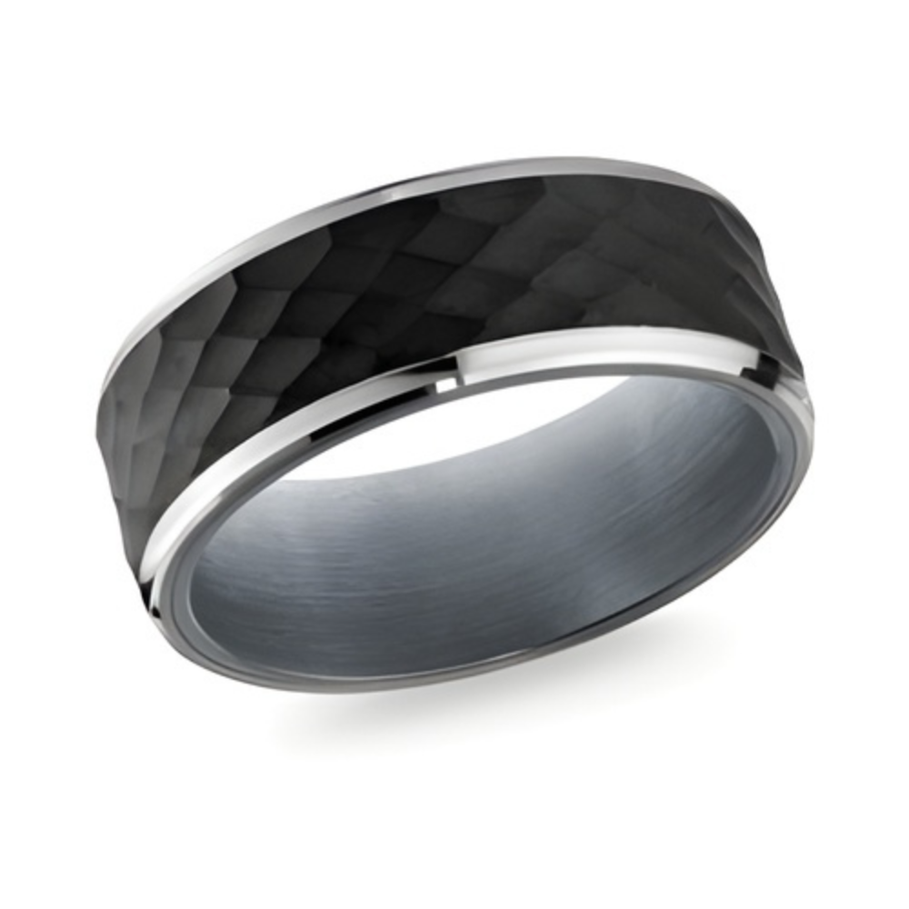 8mm Tantalum and White Gold Wedding Band