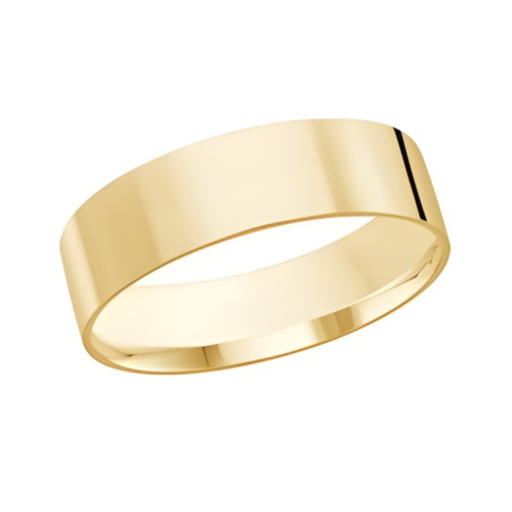6mm Yellow Gold Flat Wedding Band