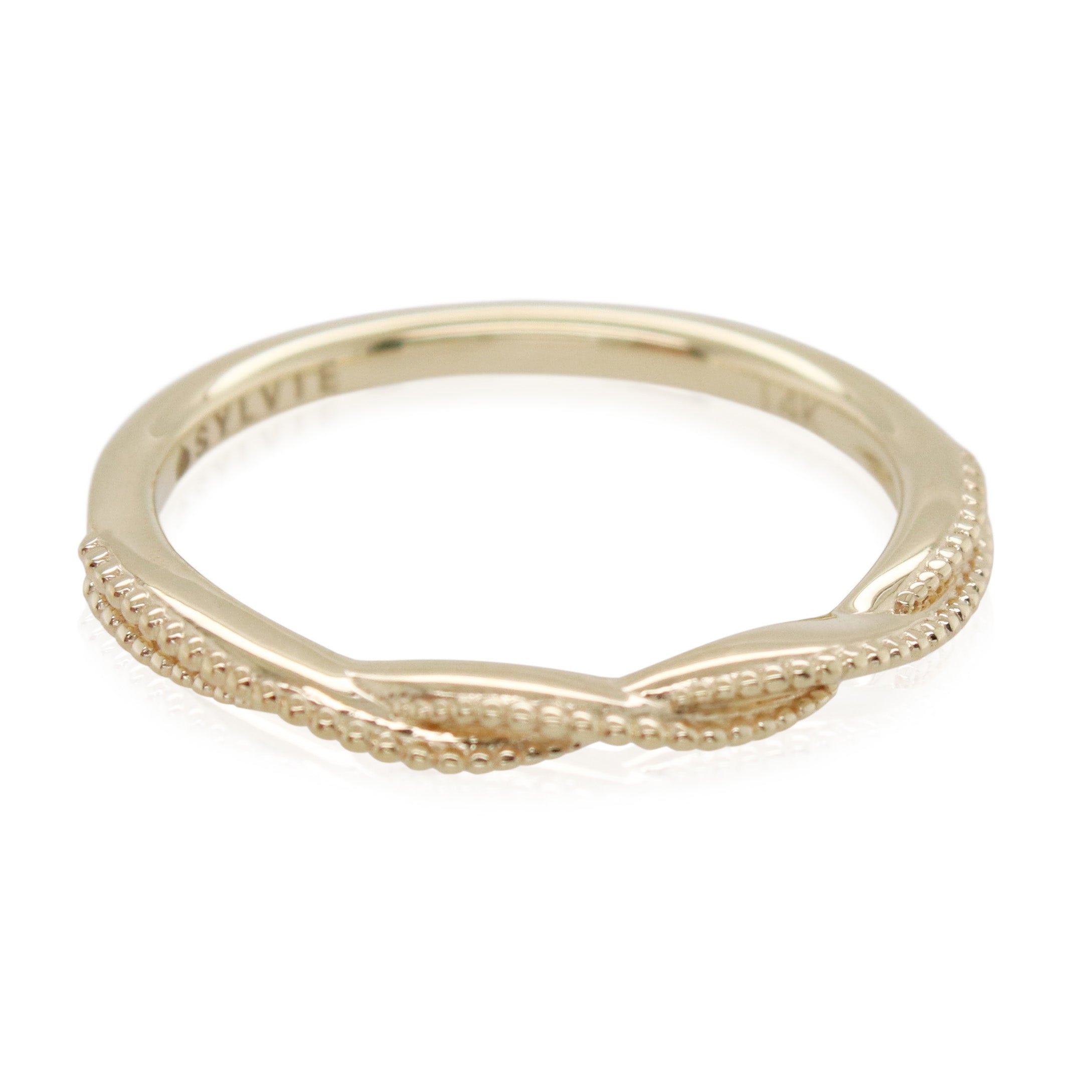 Sylvie Spiral Beaded Wedding Band
