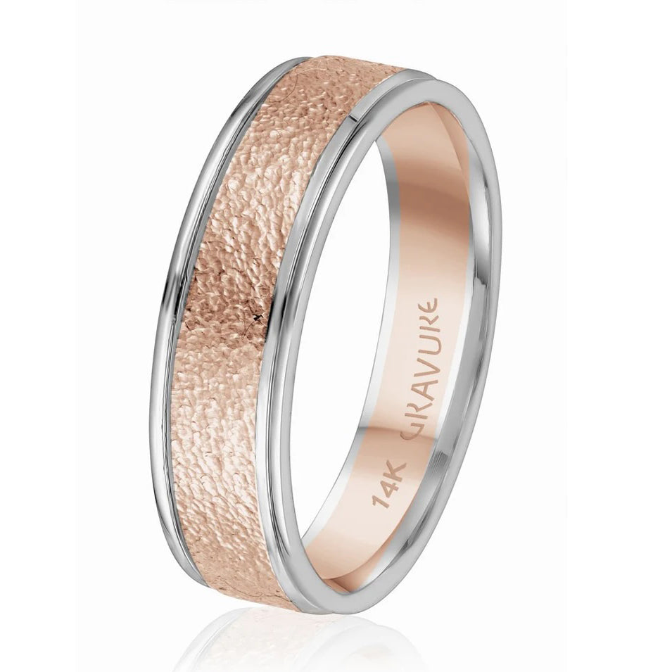 6mm Two-Tone Engraved Wedding Band