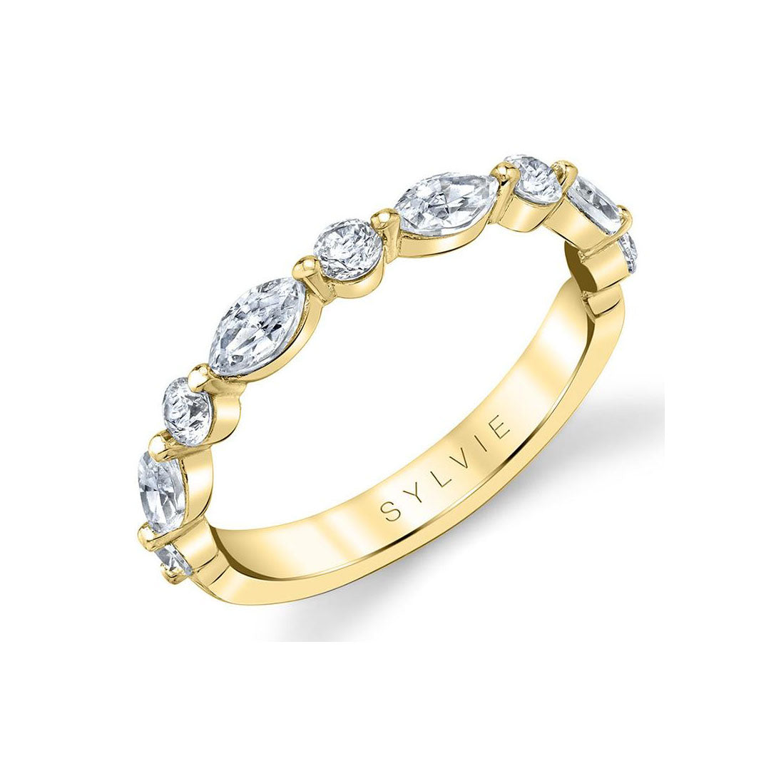 Single Prong Diamond Wedding Band