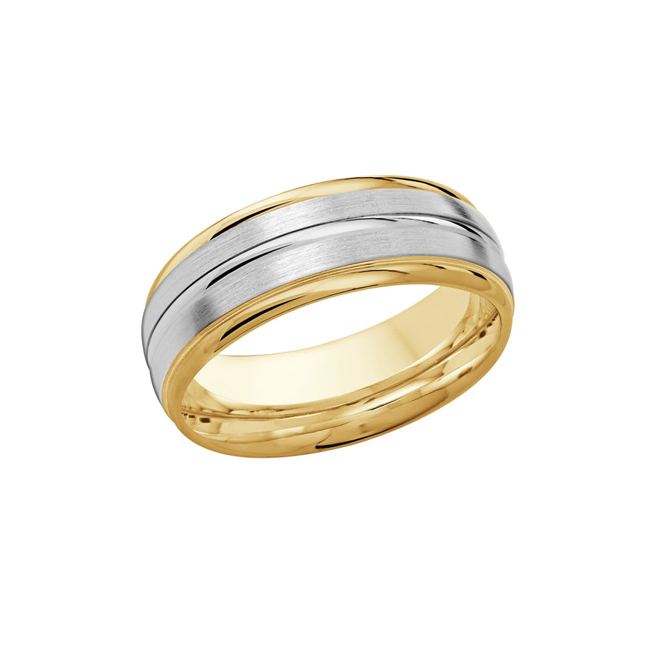 White and Yellow Gold 8mm Wedding Band