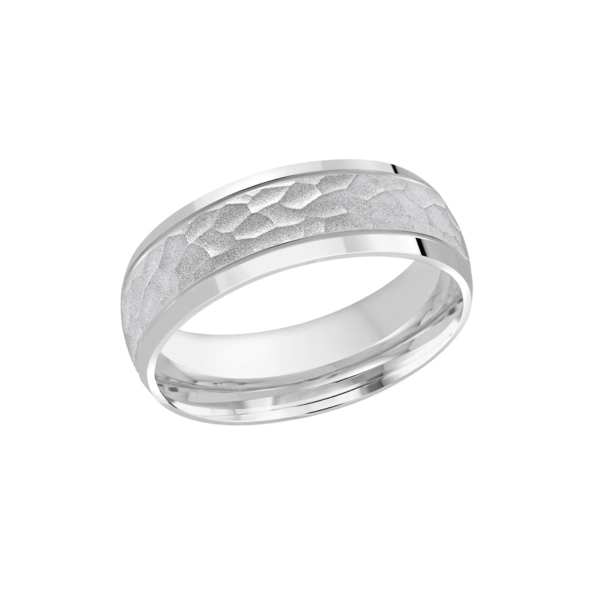 White Gold 7mm Hammered Band