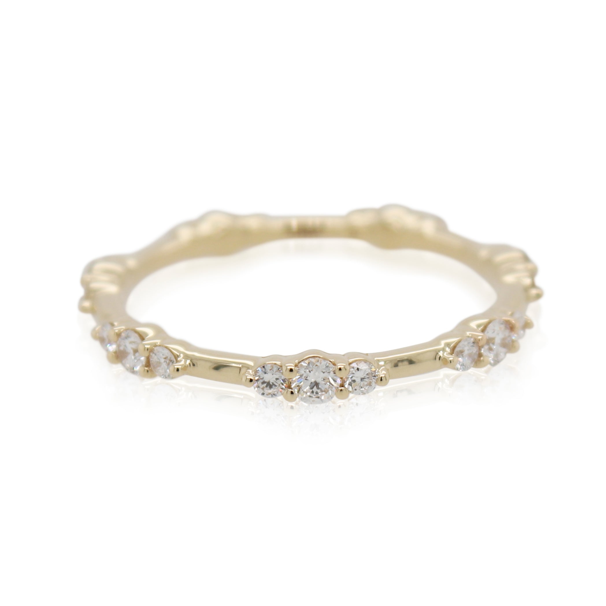 Tri Diamond Station Wedding Band