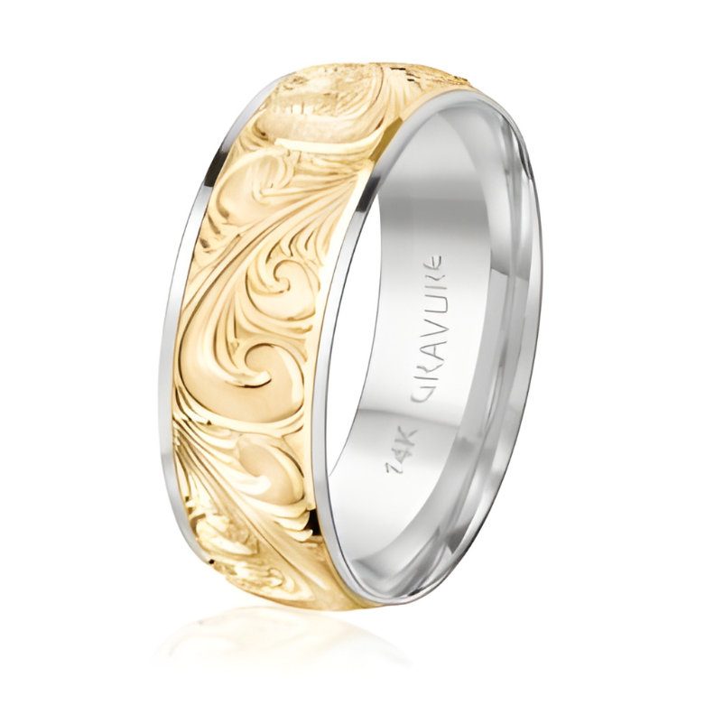 8mm Swirl Center Wedding Band